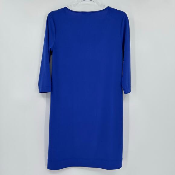 Banana Republic Cobalt Blue Ponte Shift Dress Cut Out Neck Womens Size XS - Picture 9 of 11